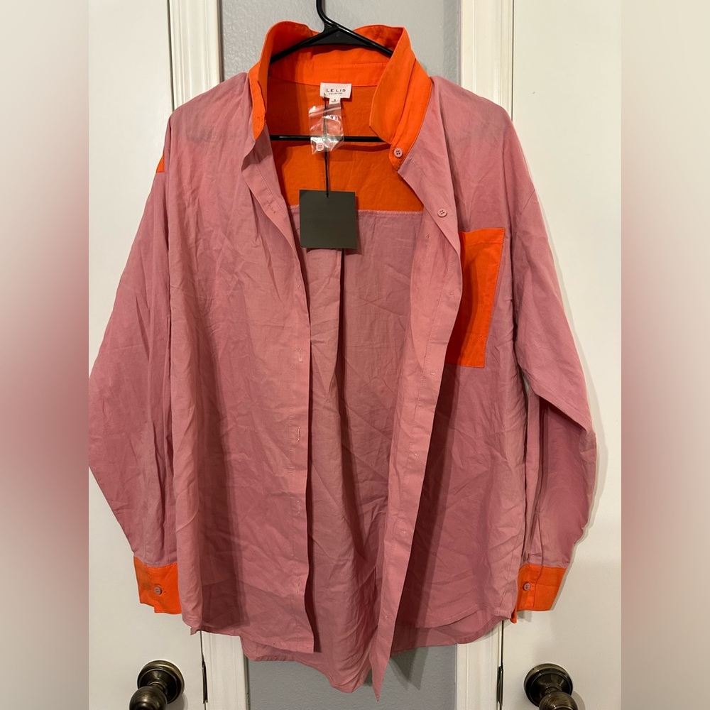 Pink button up shirt